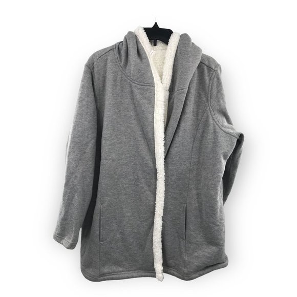Ideology Women's Plus Size 2X Fleece Lined Hooded Jacket Stormy Heather Gray NWT - Picture 3 of 6